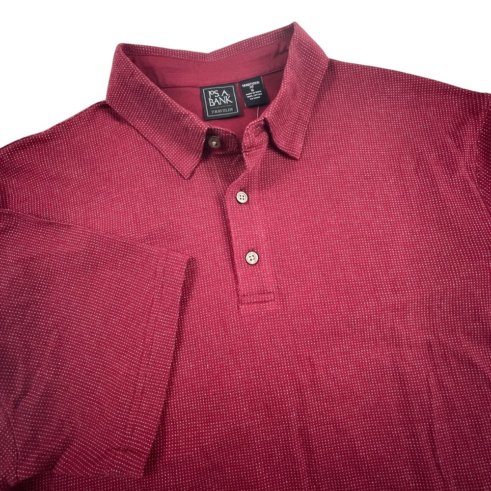 NWT Jos A Bank Traveler Performance Polo Men XL Red Mercerized Cotton Golf Shirt